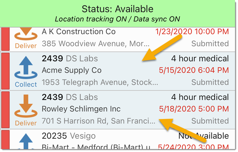 Unread driver shipments