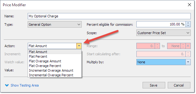 Price adjustment in courier software