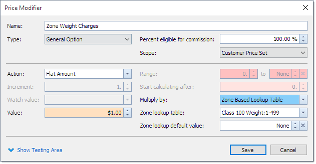 Zone based pricing in delivery software