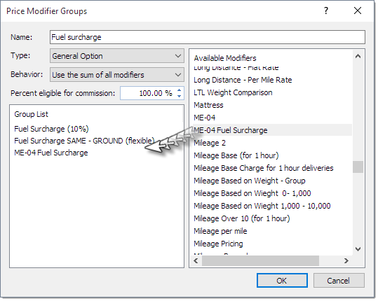 Group pricing within courier software
