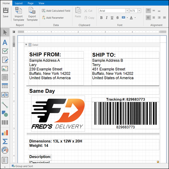 TMS shipping label desgner
