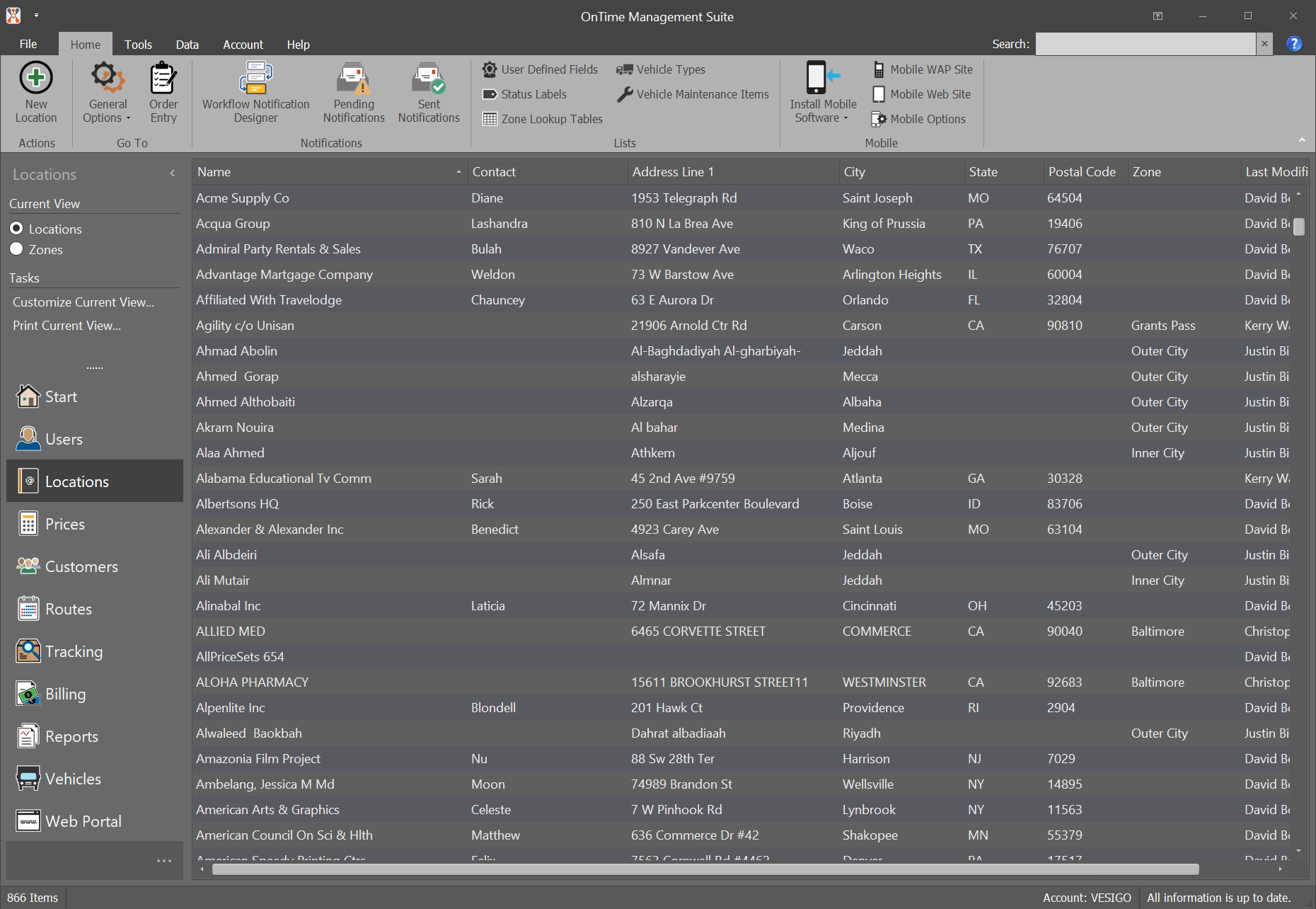Courier software dark mode