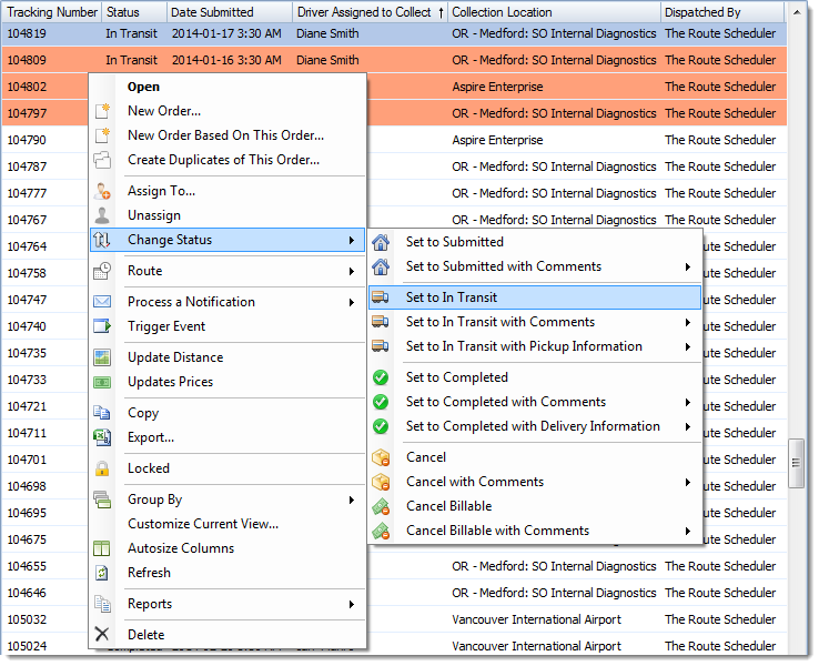 Tracking view courier dispatching