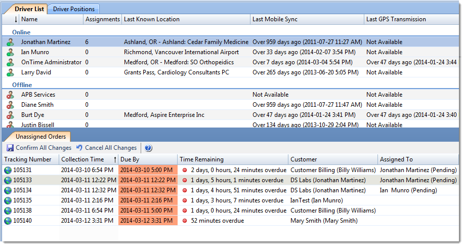 Unassigned queue in OnTime 360 courier software