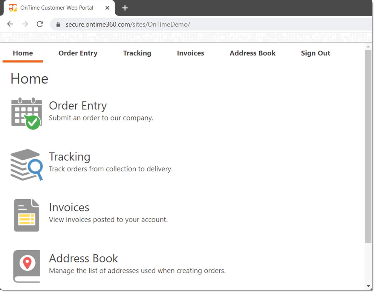 OnTime Customer Web Portal