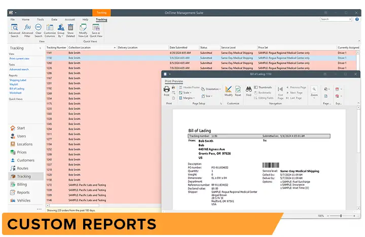 OnTime courier management software