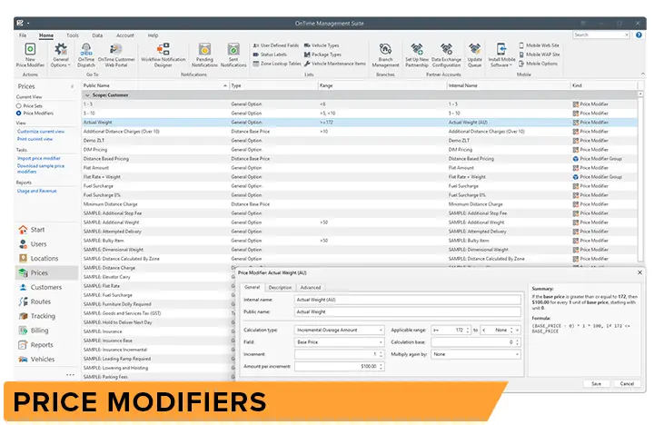 OnTime courier management software
