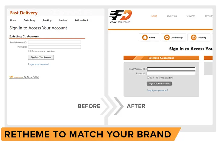 OnTime Courier Software Customer Web Portal